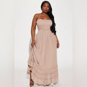 Elegant Tan Maxi Dress